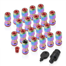 Load image into Gallery viewer, God Snow Lug Nuts M12 x1.5mm Thread pitch Neo Chrome Body Red Trim (20 Piece +1 Key)