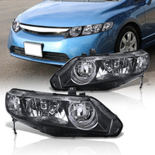 Load image into Gallery viewer, Honda Civic Sedan 2006-2011 Factory Style Headlights Black Housing Clear Len Clear Reflector