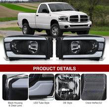 Load image into Gallery viewer, Dodge Ram 1500 2006-2008 / Ram 2500 3500 2006-2009 LED DRL Bar Factory Style Headlights Black Housing Clear Len Clear Reflector