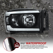 Load image into Gallery viewer, Dodge Ram 1500 2006-2008 / Ram 2500 3500 2006-2009 LED DRL Bar Factory Style Headlights Black Housing Clear Len Clear Reflector