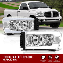 Load image into Gallery viewer, Dodge Ram 1500 2006-2008 / Ram 2500 3500 2006-2009 LED DRL Bar Factory Style Headlights Chrome Housing Clear Len Clear Reflector