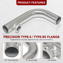 Load image into Gallery viewer, 2.5 inch 90 Degree pipe with Type-S / Type-RS Flange Chrome