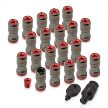 Load image into Gallery viewer, God Snow Lug Nuts M12 x1.25mm Thread pitch Gunmetal Body Red Trim (20 Piece +1 Key)