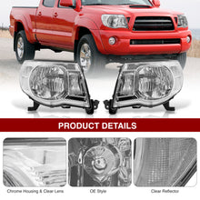 Load image into Gallery viewer, Toyota Tacoma 2005-2011 Factory Style Headlights Chrome Housing Clear Len Clear Reflector