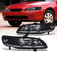 Load image into Gallery viewer, Honda Accord 1998-2002 Factory Style Headlights Black Housing Clear Len Clear Reflector