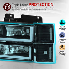 Load image into Gallery viewer, Chevrolet C/K 1500 2500 3500 1994-1998 LED DRL Bar Factory Style Headlights + Bumpers + Corners Black Housing Clear Len Clear Reflector