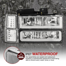 Load image into Gallery viewer, Chevrolet C/K 1500 2500 3500 1994-1998 LED DRL Bar Factory Style Headlights + Bumpers + Corners Chrome Housing Clear Len Clear Reflector