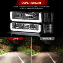 Load image into Gallery viewer, Chevrolet C/K 1500 2500 3500 1994-1998 LED DRL Bar Factory Style Headlights + Bumpers + Corners Chrome Housing Clear Len Clear Reflector