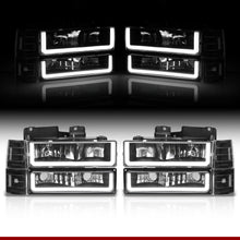 Load image into Gallery viewer, GMC C/K 1500 2500 3500 1994-2000 LED DRL Bar Factory Style Headlights + Bumpers + Corners Black Housing Clear Len Clear Reflector