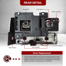 Load image into Gallery viewer, GMC C/K 1500 2500 3500 1994-2000 LED DRL Bar Factory Style Headlights + Bumpers + Corners Black Housing Clear Len Clear Reflector