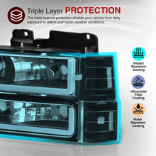 Load image into Gallery viewer, GMC C/K 1500 2500 3500 1994-2000 LED DRL Bar Factory Style Headlights + Bumpers + Corners Black Housing Clear Len Clear Reflector