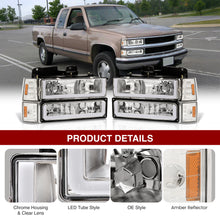 Load image into Gallery viewer, GMC C/K 1500 2500 3500 1994-2000 LED DRL Bar Factory Style Headlights + Bumpers + Corners Chrome Housing Clear Len Amber Reflector