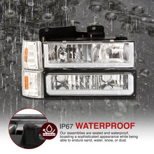 Load image into Gallery viewer, GMC C/K 1500 2500 3500 1994-2000 LED DRL Bar Factory Style Headlights + Bumpers + Corners Chrome Housing Clear Len Amber Reflector