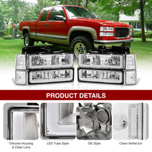 Load image into Gallery viewer, GMC C/K 1500 2500 3500 1994-2000 LED DRL Bar Factory Style Headlights + Bumpers + Corners Chrome Housing Clear Len Clear Reflector
