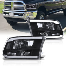 Load image into Gallery viewer, Dodge Ram 1500 2009-2018 / Ram 2500 3500 2010-2018 LED DRL Bar Factory Style Headlights Black Housing Clear Len Clear Reflector (Dual / Quad Models Headlamps Only)