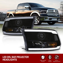Load image into Gallery viewer, Dodge Ram 1500 2009-2018 / Ram 2500 3500 2010-2018 LED DRL Bar Factory Style Headlights Black Housing Clear Len Clear Reflector (Dual / Quad Models Headlamps Only)