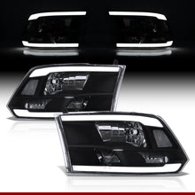 Load image into Gallery viewer, Dodge Ram 1500 2009-2018 / Ram 2500 3500 2010-2018 LED DRL Bar Factory Style Headlights Black Housing Clear Len Clear Reflector (Dual / Quad Models Headlamps Only)
