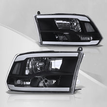 Load image into Gallery viewer, Dodge Ram 1500 2009-2018 / Ram 2500 3500 2010-2018 LED DRL Bar Factory Style Headlights Black Housing Clear Len Clear Reflector (Dual / Quad Models Headlamps Only)