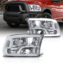 Load image into Gallery viewer, Dodge Ram 1500 2009-2018 / Ram 2500 3500 2010-2018 LED DRL Bar Factory Style Headlights Chrome Housing Clear Len Clear Reflector (Dual / Quad Models Headlamps Only)