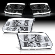 Load image into Gallery viewer, Dodge Ram 1500 2009-2018 / Ram 2500 3500 2010-2018 LED DRL Bar Factory Style Headlights Chrome Housing Clear Len Clear Reflector (Dual / Quad Models Headlamps Only)
