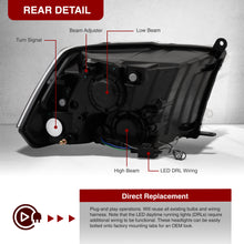 Load image into Gallery viewer, Dodge Ram 1500 2009-2018 / Ram 2500 3500 2010-2018 LED DRL Bar Factory Style Headlights Chrome Housing Clear Len Clear Reflector (Dual / Quad Models Headlamps Only)