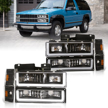 Load image into Gallery viewer, Chevrolet C/K 1500 2500 3500 1988-1993 LED DRL Bar Factory Style Headlights + Bumpers + Corners Black Housing Clear Len Amber Reflector