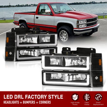 Load image into Gallery viewer, Chevrolet C/K 1500 2500 3500 1988-1993 LED DRL Bar Factory Style Headlights + Bumpers + Corners Black Housing Clear Len Amber Reflector