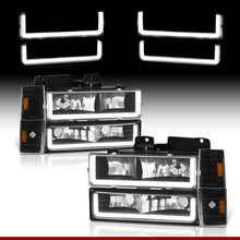Load image into Gallery viewer, Chevrolet C/K 1500 2500 3500 1988-1993 LED DRL Bar Factory Style Headlights + Bumpers + Corners Black Housing Clear Len Amber Reflector