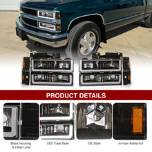 Load image into Gallery viewer, Chevrolet C/K 1500 2500 3500 1988-1993 LED DRL Bar Factory Style Headlights + Bumpers + Corners Black Housing Clear Len Amber Reflector