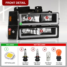 Load image into Gallery viewer, Chevrolet C/K 1500 2500 3500 1988-1993 LED DRL Bar Factory Style Headlights + Bumpers + Corners Black Housing Clear Len Amber Reflector