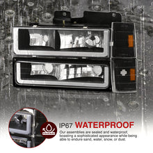 Load image into Gallery viewer, Chevrolet C/K 1500 2500 3500 1988-1993 LED DRL Bar Factory Style Headlights + Bumpers + Corners Black Housing Clear Len Amber Reflector