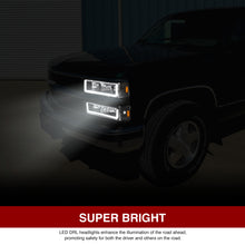 Load image into Gallery viewer, Chevrolet C/K 1500 2500 3500 1988-1993 LED DRL Bar Factory Style Headlights + Bumpers + Corners Black Housing Clear Len Amber Reflector