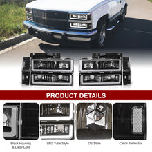 Load image into Gallery viewer, Chevrolet C/K 1500 2500 3500 1988-1993 LED DRL Bar Factory Style Headlights + Bumpers + Corners Black Housing Clear Len Clear Reflector