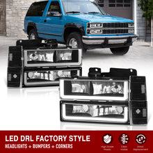 Load image into Gallery viewer, Chevrolet C/K 1500 2500 3500 1988-1993 LED DRL Bar Factory Style Headlights + Bumpers + Corners Chrome Housing Clear Len Clear Reflector