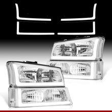 Load image into Gallery viewer, Chevrolet Silverado 2003-2006 LED DRL Bar Factory Style Headlights + Bumpers Chrome Housing Clear Len Clear Reflector