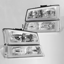 Load image into Gallery viewer, Chevrolet Silverado 2003-2006 LED DRL Bar Factory Style Headlights + Bumpers Chrome Housing Clear Len Clear Reflector