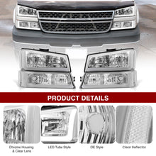 Load image into Gallery viewer, Chevrolet Silverado 2003-2006 LED DRL Bar Factory Style Headlights + Bumpers Chrome Housing Clear Len Clear Reflector