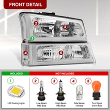 Load image into Gallery viewer, Chevrolet Silverado 2003-2006 LED DRL Bar Factory Style Headlights + Bumpers Chrome Housing Clear Len Clear Reflector