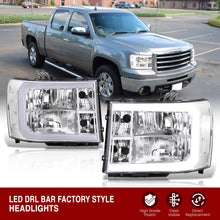Load image into Gallery viewer, GMC Sierra 1500 2007-2013 / 2500HD 3500HD 2007-2014 LED DRL Bar Factory Style Headlights Chrome Housing Clear Len Clear Reflector