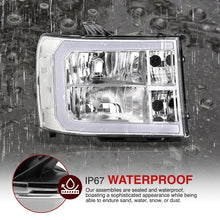 Load image into Gallery viewer, GMC Sierra 1500 2007-2013 / 2500HD 3500HD 2007-2014 LED DRL Bar Factory Style Headlights Chrome Housing Clear Len Clear Reflector