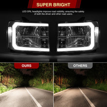 Load image into Gallery viewer, GMC Sierra 1500 2007-2013 / 2500HD 3500HD 2007-2014 LED DRL Bar Factory Style Headlights Chrome Housing Clear Len Clear Reflector