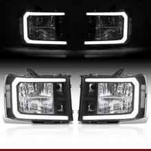 Load image into Gallery viewer, GMC Sierra 1500 2007-2013 / 2500HD 3500HD 2007-2014 LED DRL Bar Factory Style Headlights Black Housing Clear Len Clear Reflector