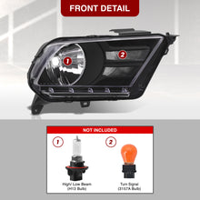 Load image into Gallery viewer, Ford Mustang 2010-2014 Factory Style Headlights Black Housing Clear Len Clear Reflector