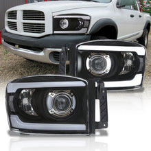 Load image into Gallery viewer, Dodge Ram 1500 2006-2008 / Ram 2500 3500 2006-2009 LED DRL Bar Projector Headlights Black Housing Clear Len Clear Reflector