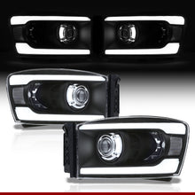 Load image into Gallery viewer, Dodge Ram 1500 2006-2008 / Ram 2500 3500 2006-2009 LED DRL Bar Projector Headlights Black Housing Clear Len Clear Reflector