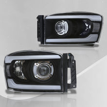 Load image into Gallery viewer, Dodge Ram 1500 2006-2008 / Ram 2500 3500 2006-2009 LED DRL Bar Projector Headlights Black Housing Clear Len Clear Reflector