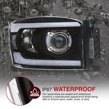 Load image into Gallery viewer, Dodge Ram 1500 2006-2008 / Ram 2500 3500 2006-2009 LED DRL Bar Projector Headlights Black Housing Clear Len Clear Reflector