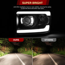 Load image into Gallery viewer, Dodge Ram 1500 2006-2008 / Ram 2500 3500 2006-2009 LED DRL Bar Projector Headlights Black Housing Clear Len Clear Reflector