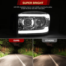 Load image into Gallery viewer, Dodge Ram 1500 2006-2008 / Ram 2500 3500 2006-2009 LED DRL Bar Projector Headlights Chrome Housing Clear Len Clear Reflector