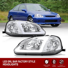 Load image into Gallery viewer, Honda Civic 1999-2000 LED DRL Bar Factory Style Headlights Chrome Housing Clear Len Clear Reflector
